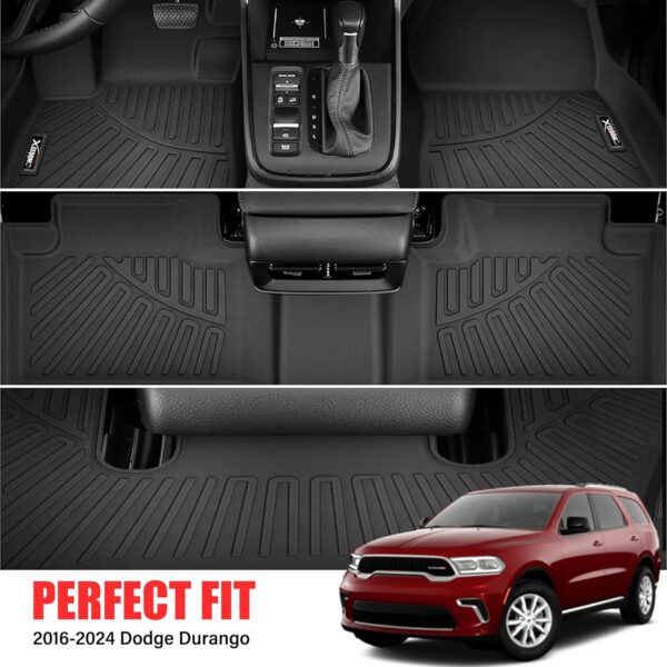 Durable Floor Mats for Dodge Durango 2016-2024, 6 Seats