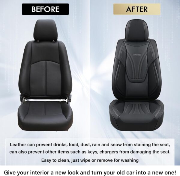 Coverado Black & Blue Leather Seat Covers for Truck Full Set