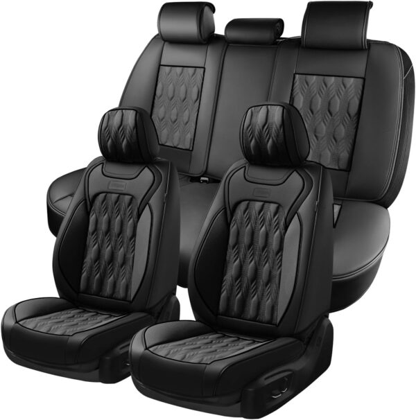 Coverado Black Nappa Leather Seat Covers Universal Fit