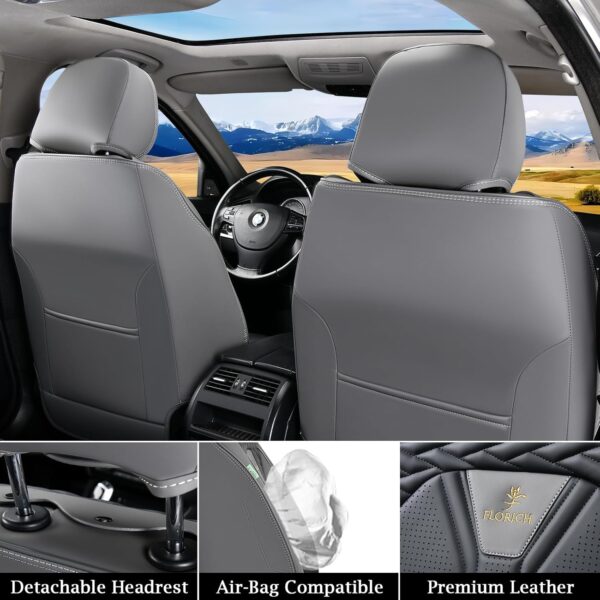 FLORICH Gray&Black Leather Seat Covers for Cars Trucks SUVs