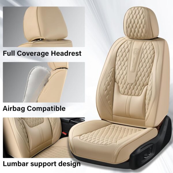 Coverado Beige Nappa Leather Seat Covers Full Set for Cars