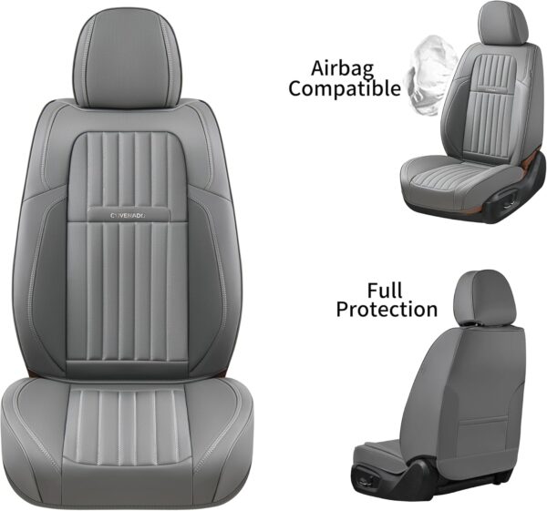Coverado Gray Nappa Leather Car Seat Covers Full Set