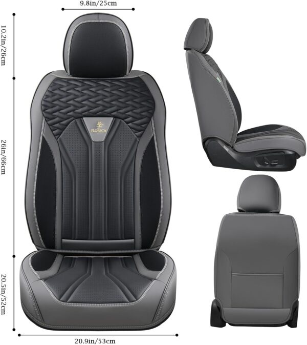 FLORICH Gray&Black Leather Seat Covers for Cars Trucks SUVs