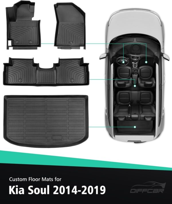 Kia Soul 2014-2019 Custom All-Weather Floor Mats, 4PCS Set