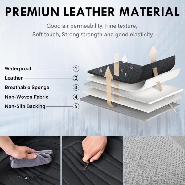 Coverado Black & Blue Leather Seat Covers for Truck Full Set