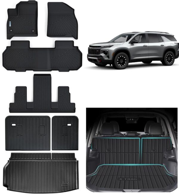 Chevy Traverse 2024 Custom All Weather Floor Mats, 7 Seats