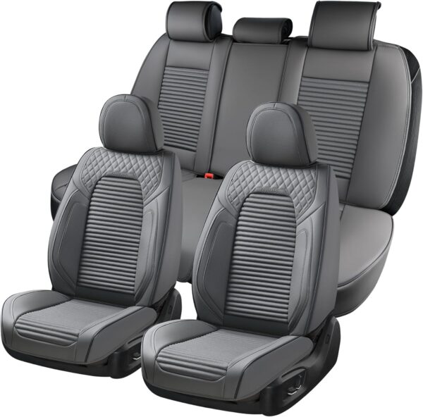 Coverado Gray Leather Seat Covers for Cars SUVs Trucks