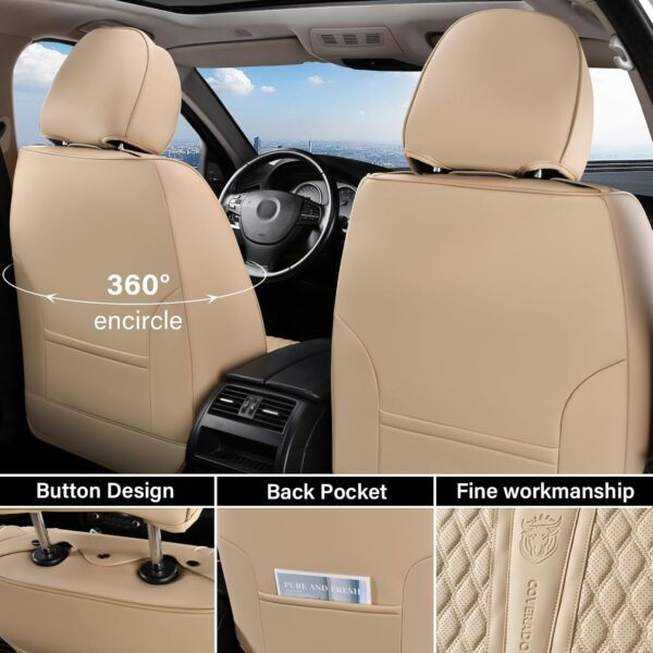 Coverado Beige Nappa Leather Seat Covers Full Set for Cars