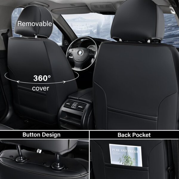 Coverado Black & Blue Leather Seat Covers for Truck Full Set