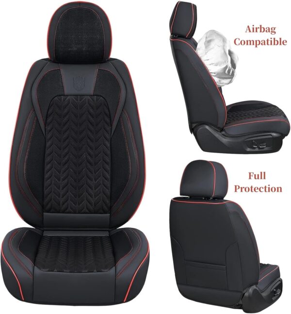 Coverado Black Leather Seat Covers for Cars SUVs Trucks