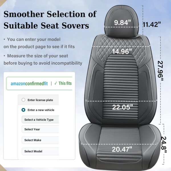 Coverado Gray Leather Seat Covers for Cars SUVs Trucks