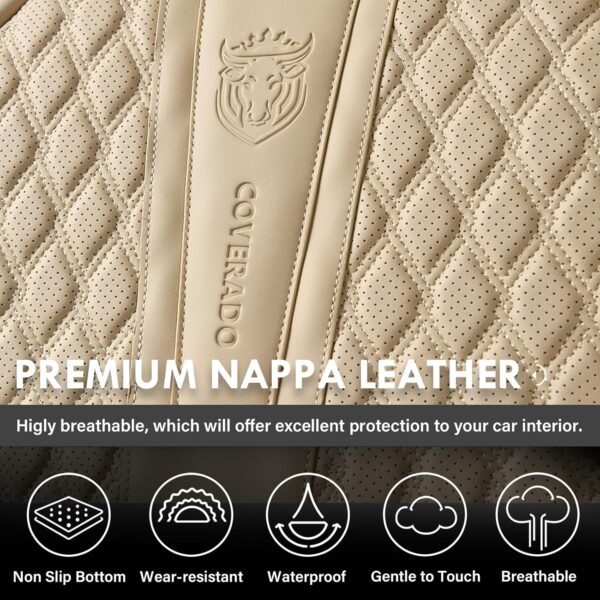 Coverado Beige Nappa Leather Seat Covers Full Set for Cars