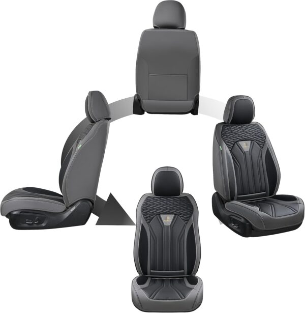 FLORICH Gray&Black Leather Seat Covers for Cars Trucks SUVs