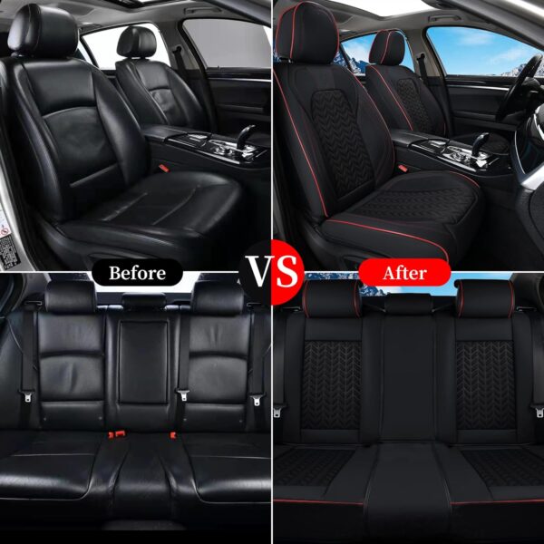 Coverado Black Leather Seat Covers for Cars SUVs Trucks