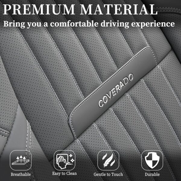 Coverado Gray Nappa Leather Car Seat Covers Full Set