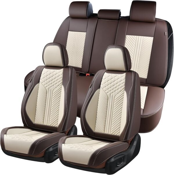 FLORICH Gray&Black Leather Seat Covers for Cars Trucks