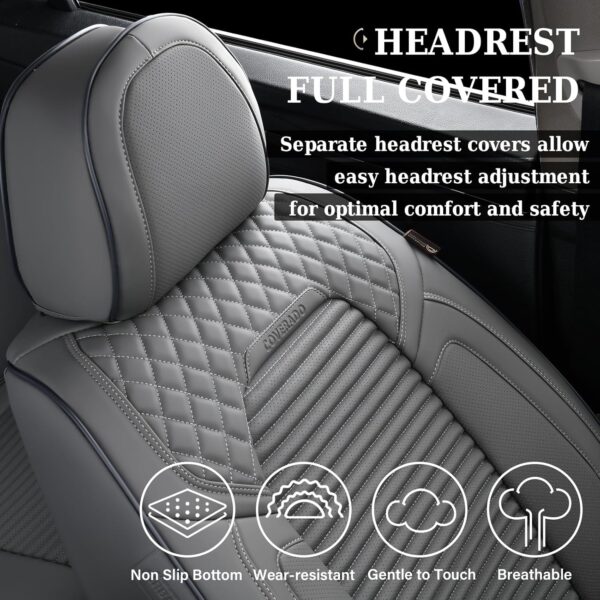 Coverado Gray Leather Seat Covers for Cars SUVs Trucks