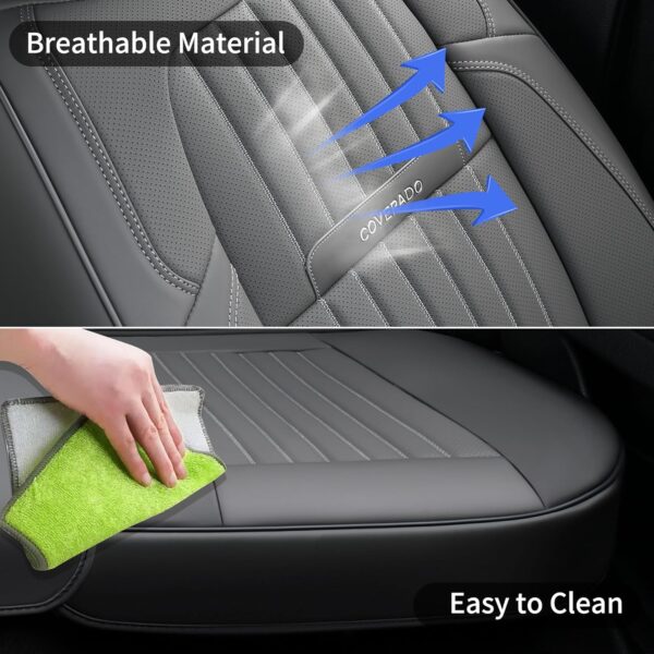 Coverado Gray Nappa Leather Car Seat Covers Full Set
