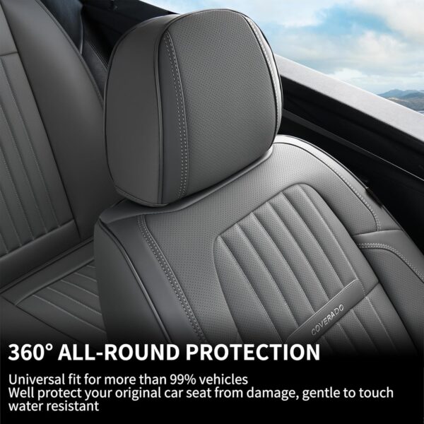 Coverado Gray Nappa Leather Car Seat Covers Full Set