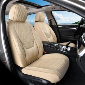 Coverado Beige Nappa Leather Seat Covers Full Set for Cars