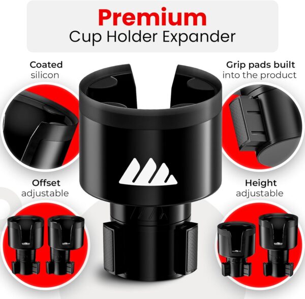 Ultimate Car Cup Holder Expander with Adjustable Base