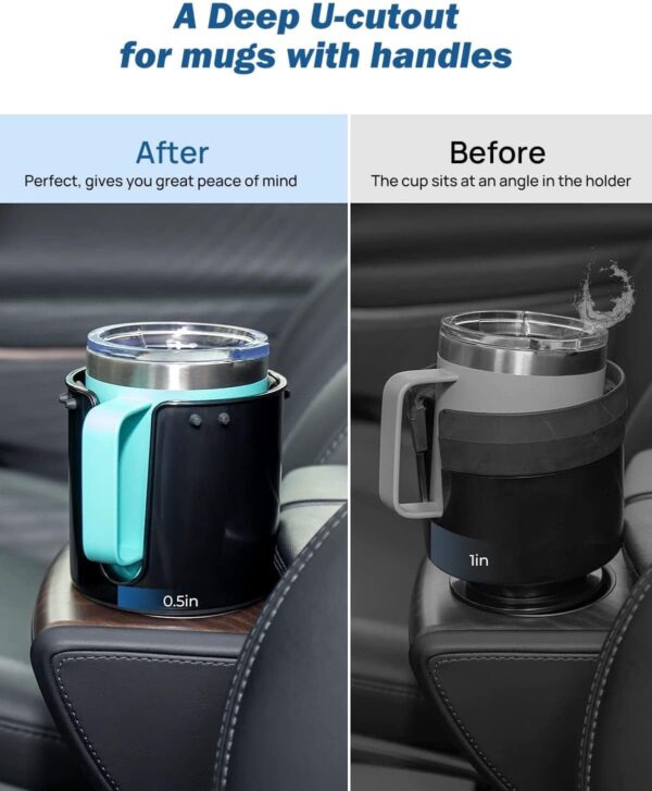 Upgraded Car Cup Holder Expander with Offset Base
