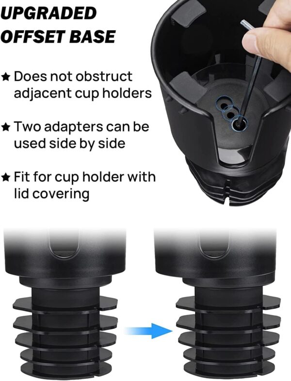 Upgraded Car Cup Holder Expander with Offset Base