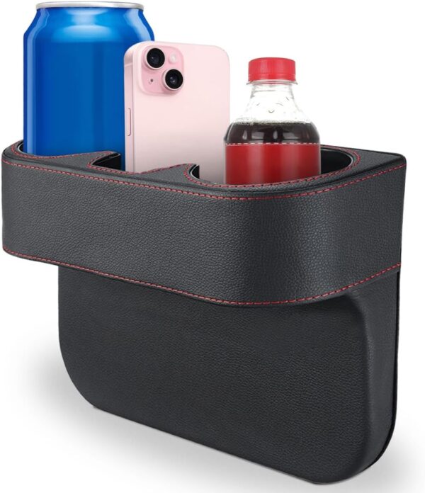 Multifunctional Car Cup Holder Organizer with Leather Cover