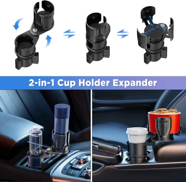 Dual Car Cup Holder Expander for Large Bottles & Tumblers