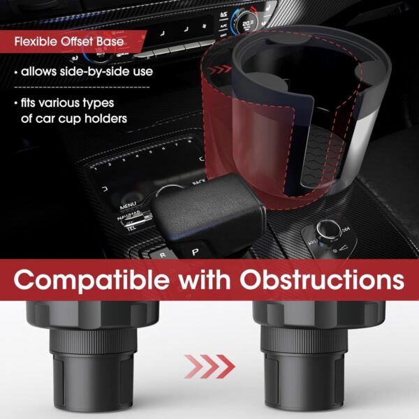 Adjustable Car Cup Holder Expander with Offset Option