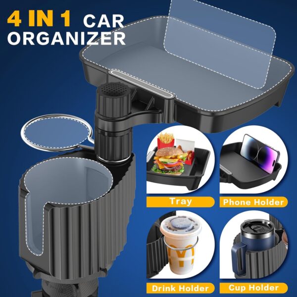 Upgraded 4-in-1 Car Cup Holder Expander with Tray Table