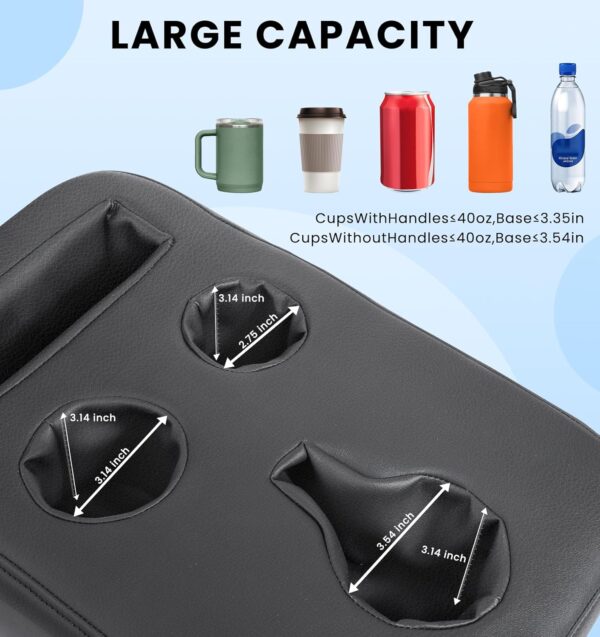 PU Leather Car Cup Holder Expander Tray for All Vehicles