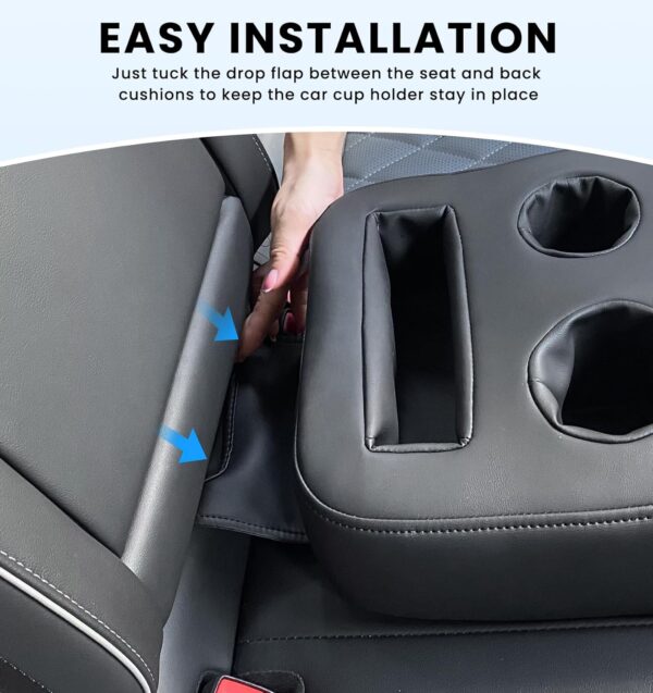 PU Leather Car Cup Holder Expander Tray for All Vehicles