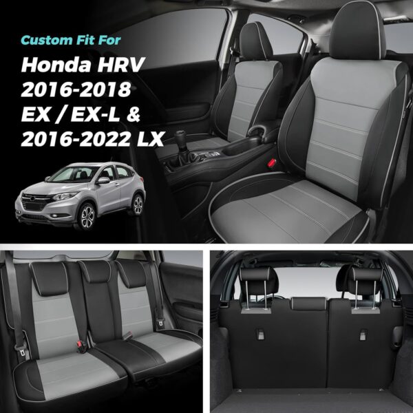 Honda HRV 2016-2022 Leather Seat Covers Black/Grey Full Set