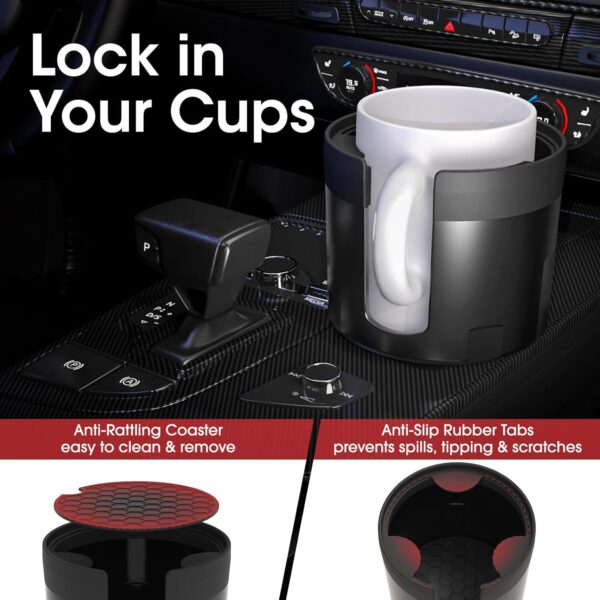 Adjustable Car Cup Holder Expander with Offset Option