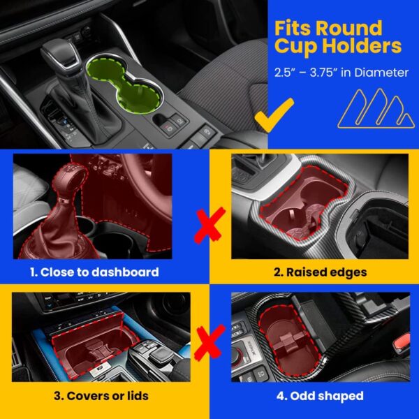 Car Cup Holder Expander for Large Bottles, Adjustable Base