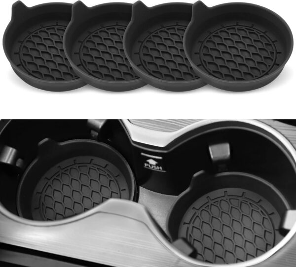 Universal Non-Slip Silicone Car Cup Holder Coasters, 4 Pack