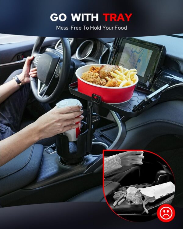 Versatile 2-in-1 Cup Holder & Food Tray for Car Travel