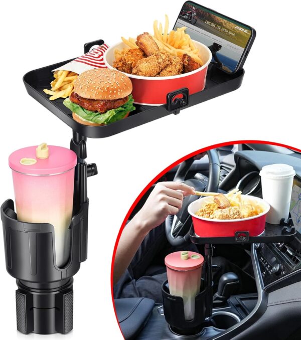 Versatile 2-in-1 Cup Holder & Food Tray for Car Travel