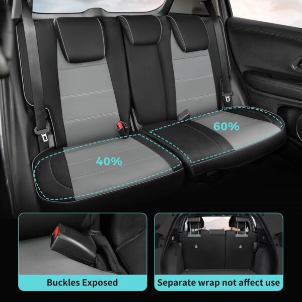 Honda HRV 2016-2022 Leather Seat Covers Black/Grey Full Set