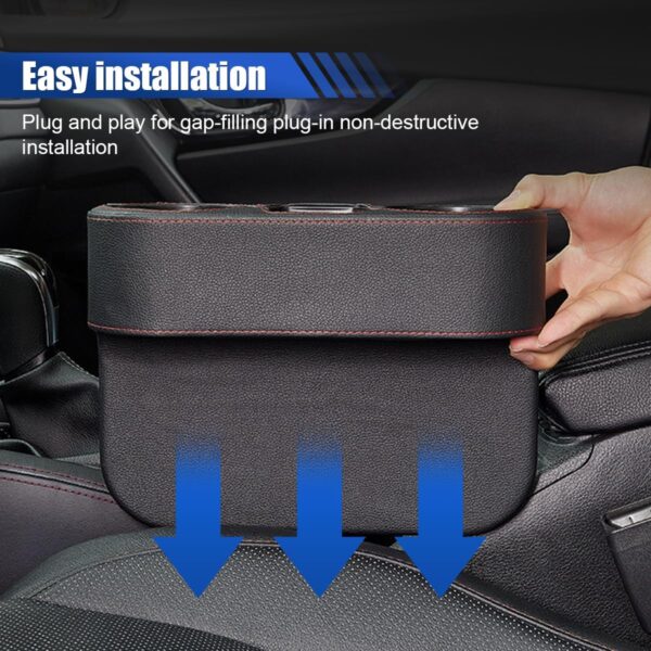 Multifunctional Car Cup Holder Organizer with Leather Cover