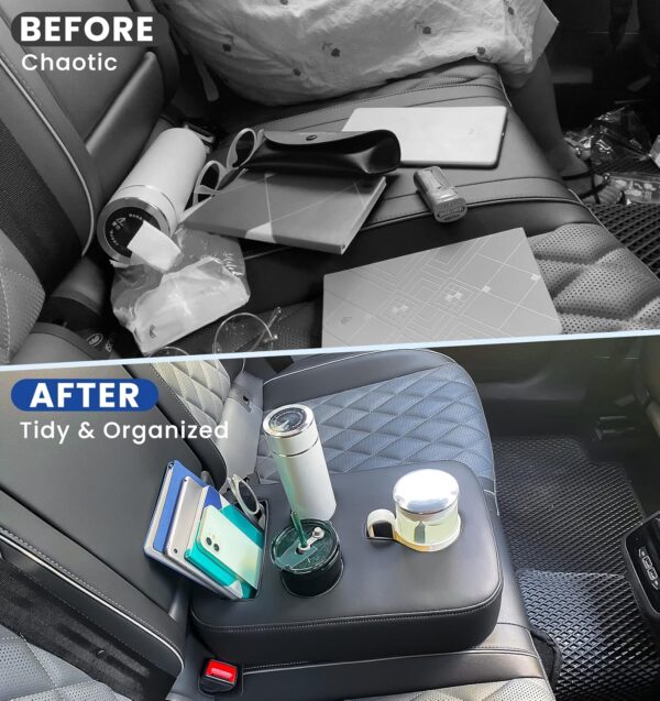 PU Leather Car Cup Holder Expander Tray for All Vehicles