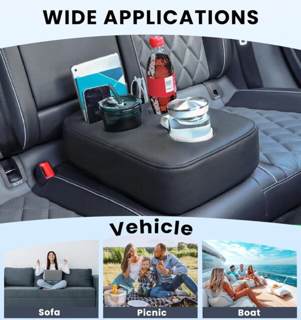 PU Leather Car Cup Holder Expander Tray for All Vehicles