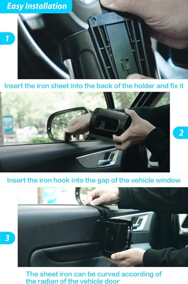 Large Car Door Cup Holder, Adjustable for Any Bottle Size