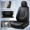 Coverado Black & Blue Leather Seat Covers for Truck Full Set