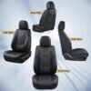 Coverado Black & Blue Leather Seat Covers for Truck Full Set