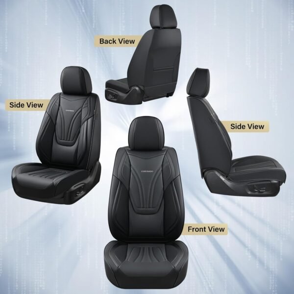 Coverado Black & Blue Leather Seat Covers for Truck Full Set