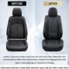 Coverado Black & Blue Leather Seat Covers for Truck Full Set