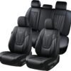 Coverado Black & Blue Leather Seat Covers for Truck Full Set