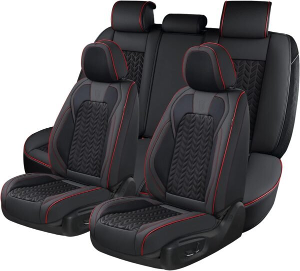 Coverado Black Leather Seat Covers for Cars SUVs Trucks